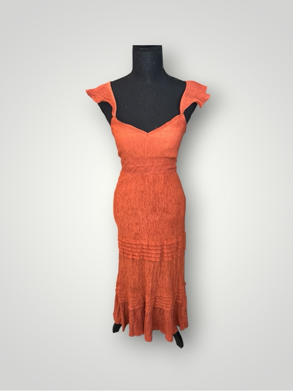 Orange Ruffle-Sleeve Maxi Dress